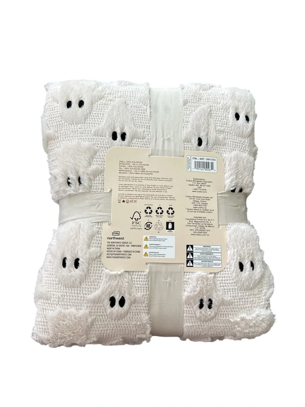Costco Faux Fur Ghost Embroidered Halloween Fall Throw Blanket New Viral